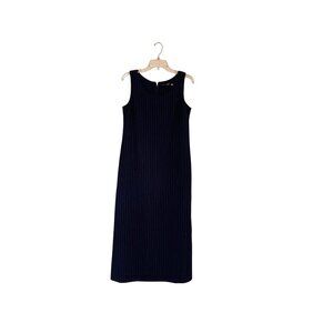 Vintage y2k MYM Melissa Harper WOmens Size Medium Maxi Dress Tank Navy BLue Pins